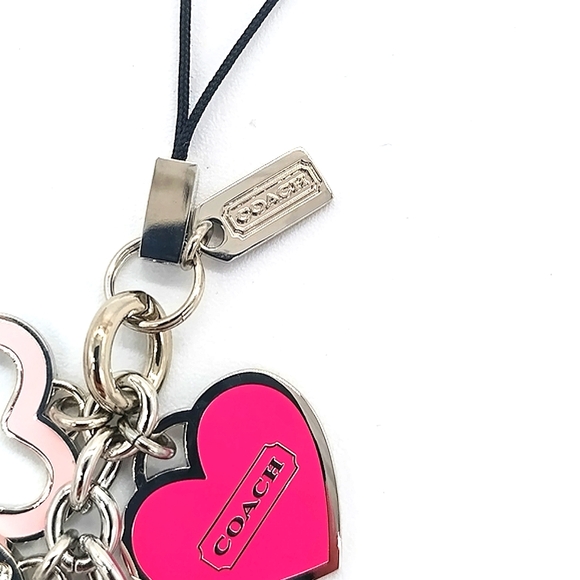 LAST ONE! COACH Pink Enamel Cascading Hearts Lanyard, Keychain Fob, Purse Charm - Picture 7 of 8